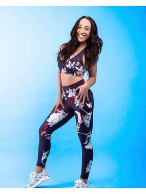 Athleta Women’s Floral Hyper Focused Strappy Sports Bra Sm and Leggings XS